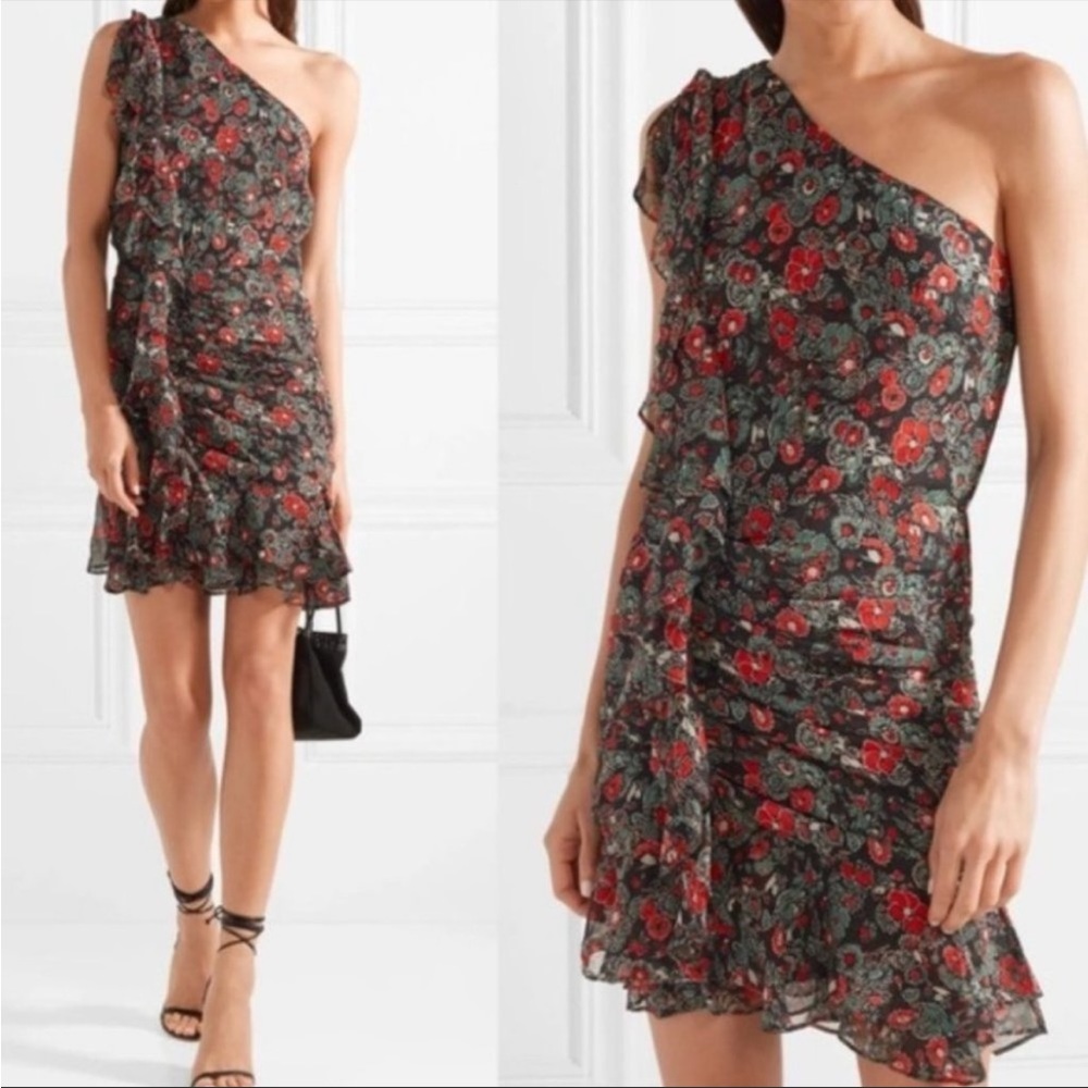 NWT Veronica Beard Ballard One Shoulder Ruched Dress 10 - Picture 3 of 13